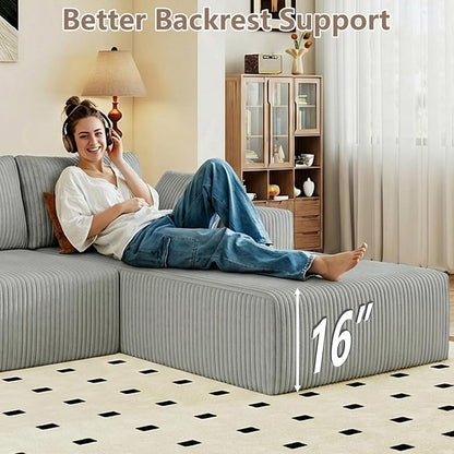 95" Cloud Sectional Couch with L-Shape Chaise, Modular Comfy Sofa Chaise Longue - Image 5