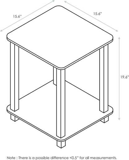 Furinno SIMPLISTIC Side Table Set of 2, 2-Tier Square Modern End Table - Image 3
