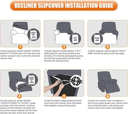 VANSOFY Oversized Recliner Chair Cover, 4-Pieces Stretch Recliner Covers - Image 4