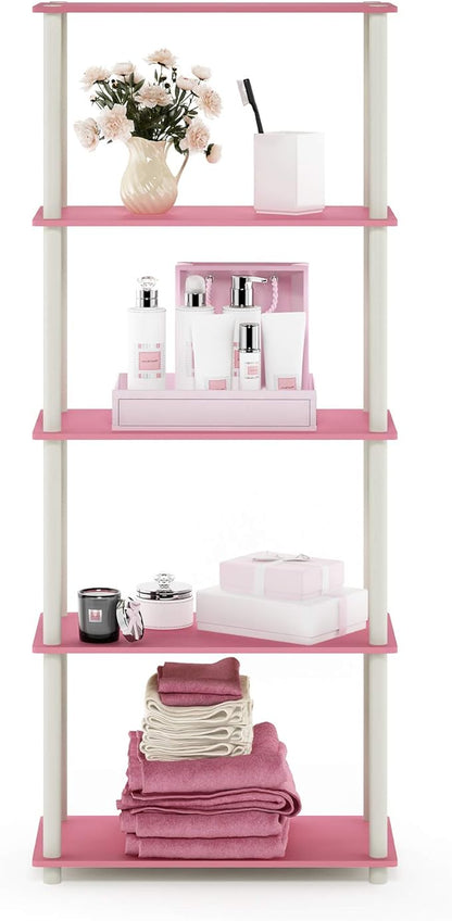 Furinno TURN-N-TUBE Storage Shelves, 5-Tier Book Shelf, Corner Shelf, Toolless - Image 4