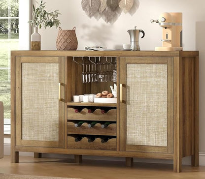 Rattan Wine Bar Cabinet, Boho Rattan Home Bar by OTUTUMUS