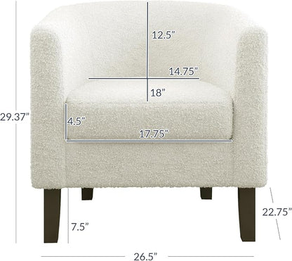 BELLEZE Accent Barrel Chair Set of 2, Linen Round Chair Club Tub Sofa Corner - Image 3