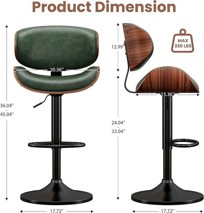 YaFiti Bar Stools Set of 3, Bentwood Adjustable Height Swivel Bar Stools - Image 2