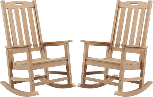Psilvam Oversized Outdoor Rocking Chair Set of 2, Porch Rocker by PsilvamGardenFurniture