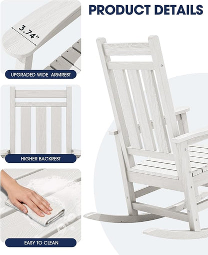 KINGYES Oversized Outdoor Rocking Chair Set of 6, All-Weather Patio Rocking - Image 8