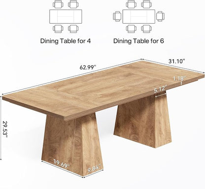 LITTLE TREE Dining Table for 6 People, Wooden Table, Rectangle Furniture - Image 2