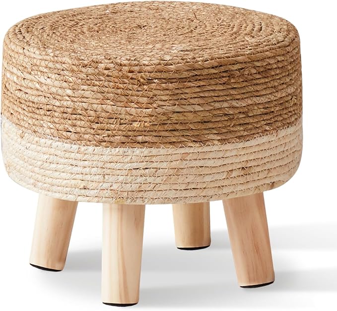 Cpintltr Foot Stool Natural Seagrass Hand Weave Poufs Round Ottoman by CpintltrFruniture