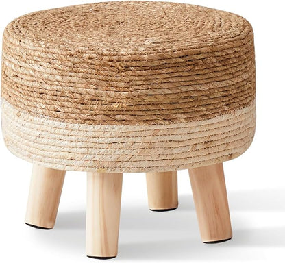 Cpintltr Foot Stool Natural Seagrass Hand Weave Poufs Round Ottoman by CpintltrFruniture
