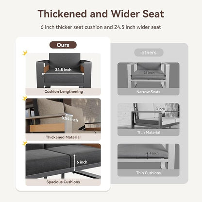 Aoxun Aluminum Patio Furniture Set, 7 Seats Luxury Metal Patio Furniture - Image 7