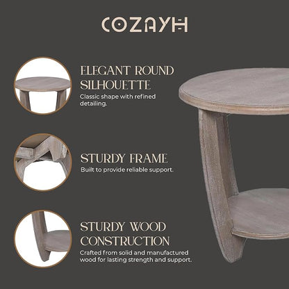 COZAYH Set of 2 Rustic Farmhouse End Tables - Image 5