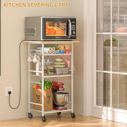 ThreeHio Rolling Kitchen Microwave Cart, 4 Tier Microwave Table Stand - Image 7
