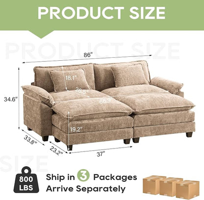 Oprisen 86" Modular Sectional Sofa, Comfy Cloud Couch Sectional Sofa - Image 2