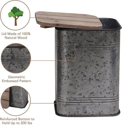 Rustic Storage Ottoman Seat Stool, Farmhouse Accent Side Table, Antique - Image 7