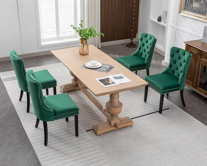 KCC Velvet Dining Chairs Set of 4, Upholstered High-end Tufted Dining Room Chair - Image 9