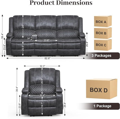 Yolsali 3 Seater Recliner Sofa Set - Image 2