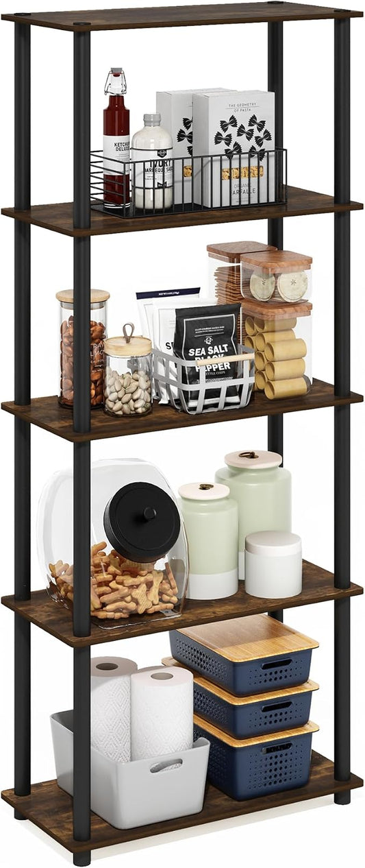 Furinno Turn-N-Tube Storage Shelves, 5-Tier Book Shelf, Corner Shelf, Toolless by Furinno-FitsYourSpaceFitsYourBudget