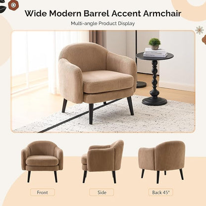 VINGLI 30.3" Wide Modern Barrel Accent Armchair - Image 6