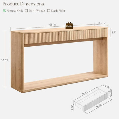 OKD 63" Fluted Console Table for Entryway, Modern Entryway Table - Image 2