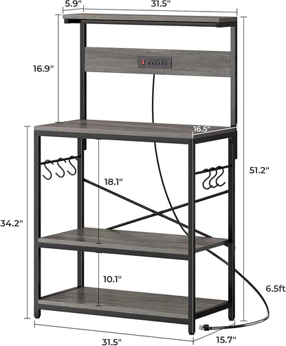 SUPERJARE Bakers Rack with Power Outlets, Microwave Stand, 31.5 X 16.5 Inch - Image 7