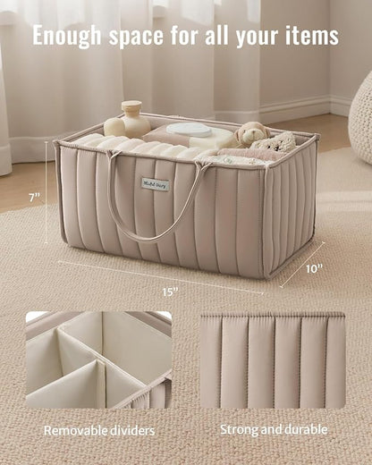Blissful Diary Baby Diaper Caddy Organizer, Stylish Storage Basket - Image 3