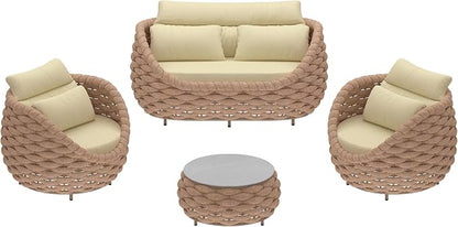 TWT Outdoor Patio Furniture Set-5 Pieces Aluminum Sectional Sofa, Metal Patio - Image 6