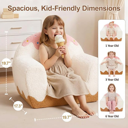 OUOZZZ Toddler Chair for Ages 1–6, Soft Sherpa Kids Sofa - Image 3