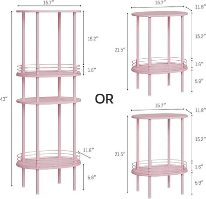 Pink Side Table Set of 2, Small Modern Round Side Table - Image 3