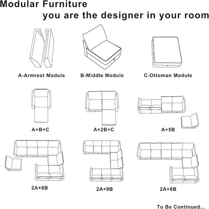 HONBAY Modern Fabric Middle Module - Image 3