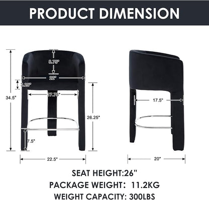 HNY Modern Counter Height Bar Stools Set of 4, 26”H Barrel Counter Stools - Image 2