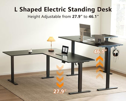 Casaottima 71 Inch Reversible Electric L Shaped Standing Desk, Height - Image 4