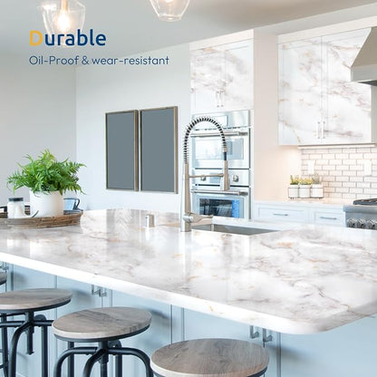 rabbitgoo Glossy Marble Contact Paper Peel and Stick Wallpaper 17.5" X 236.2" - Image 5