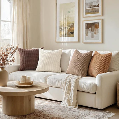 MIULEE Modern Farmhouse Decorative Lumbar Pillow Covers 18x18 Inch Set of 4 - Image 6