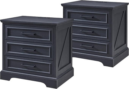 ACCOHOHO Farmhouse Nightstands Set of 2, 22 Inch Wide End Table by ACCOHOHO