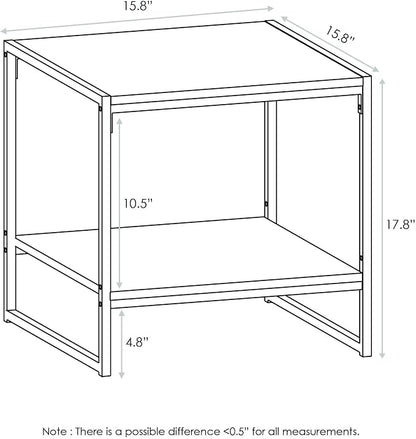 FURINNO Camnus Modern Living 2-Tier End Table, 15.9 in x 15.75 in x 18 in - Image 3