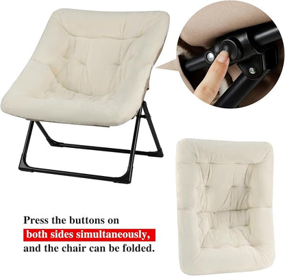 Comfy Saucer Chair for Adults, Soft Faux Fur Bedroom Chair - Image 9