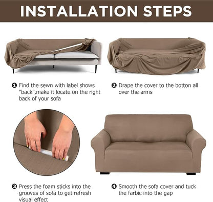 Peryiter 2 Pcs Sofa Covers Couch and Loveseat Covers Set Stretch Sofa Slipcover - Image 3