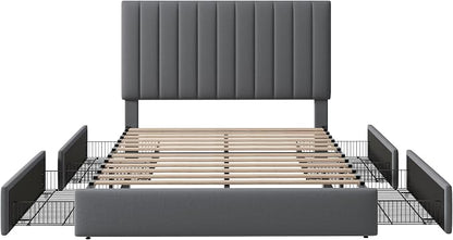 Allewie Full Size Storage Bed Frame, Vertical Channel Tufted Adjustable - Image 8