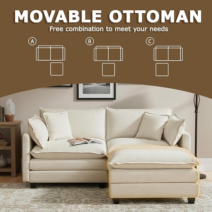 78” Modular Sectional Sofa, L Shaped Cloud Couch - Image 5