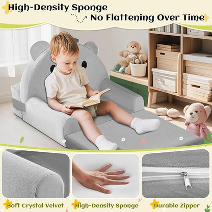 Kids Sofa Bed with Removable Washable Cover & Magic-Tape Backrest – Foldable - Image 5