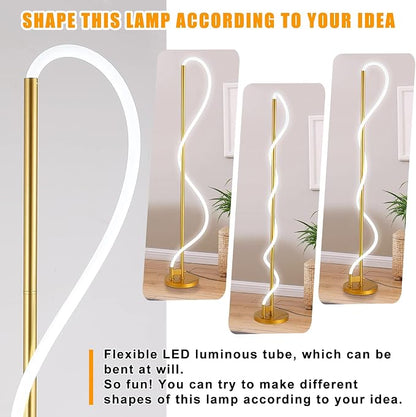 Modern LED Gold Floor Lamp, 3-Level Dimmable Flexible DIY Modeling Tall - Image 3