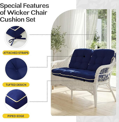 1 MIDDLE ONE Wicker Chair Cushions 3 Pieces Set - Image 5