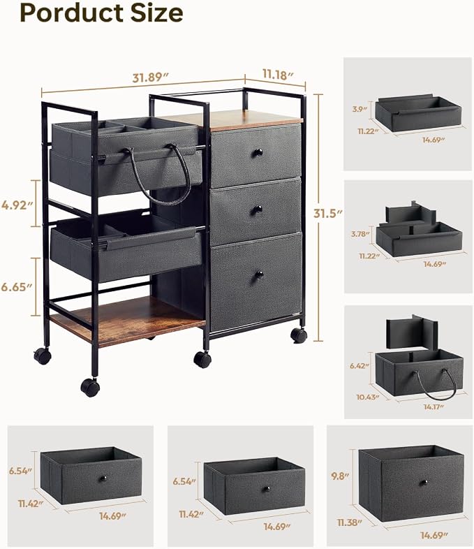 2-in-1 Baby Diaper Caddy Organizer and Storage-3 Tier Rolling Baby Cart - Image 2