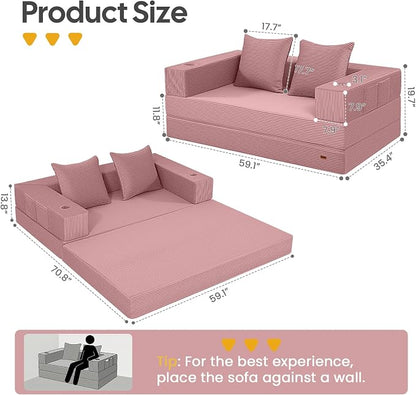 COMAX Futon Sofa Bed, 4‑in‑1 Convertible Sofa Bed, Folding Boneless Couches - Image 2