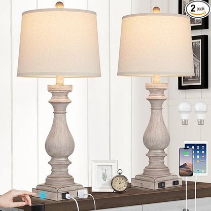 Cinkeda 29" Tall Table Lamp for Living Room Set of 2, Vintage Bedside by Cinkeda