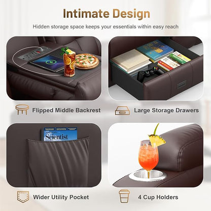 3-Seater Loveseat Recliner Sofa, RV Wall Hugger Home Theater Seating Reclining - Image 6