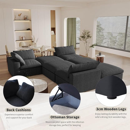 WJShome Cloud Modular Sectional Couch, 120.45" Convertible Couch - Image 4