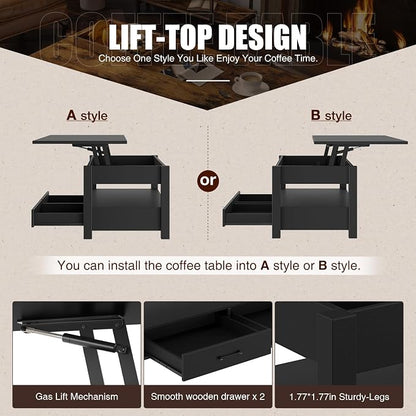 Rolanstar Coffee Table, Lift Top Coffee Table - Image 6
