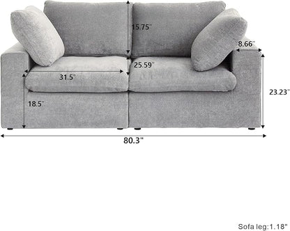 JACH Modular Sectional Couch, Love Seat Sofas, Modern Convertible Cloud Couch - Image 2