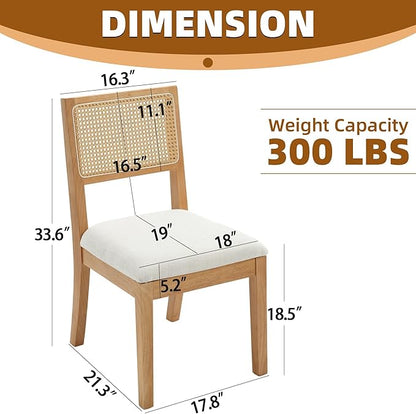 Westice Rattan Dining Chairs Set of 6, Farmhouse Natural Dining Room Chairs - Image 3