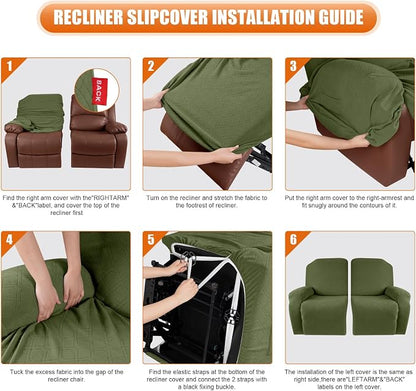 VANSOFY Loveseat Recliner Covers, 2-Pieces Stretch Reclining Couch Cover - Image 4